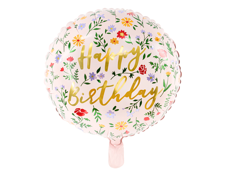 Folieballong – Happy Birthday – ljusrosa – 45 cm