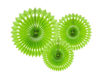 Rosettes décoratives, vert pomme, 20-30cm (1 pqt. / 3 pc.)