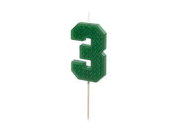 Świeczka urodzinowa Cyferka 3, 6 cm, zielony