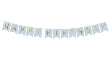 Banner Happy Birthday, hellblau, 15 x 175 cm