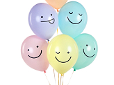 Ballons 30 cm, smiley, mélange de couleurs (1 pqt. / 6 pc.)