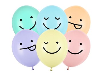 Ballons 30 cm, Smiley-Gesichter, mix (1 VPE / 6 Stk.)
