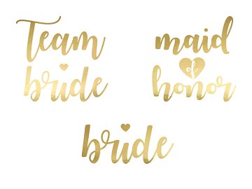 Temporary tattoos Bachelorette party, gold (1 pkt / 13 pc.)
