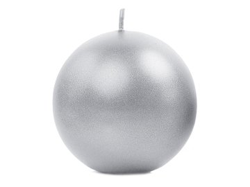 Candle Sphere, metallic, silver, 8cm (1 pkt / 6 pc.)