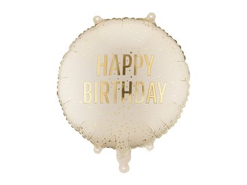 Foil balloon tablet Happy Birthday, 35x35 cm, cream