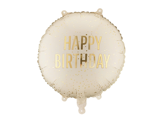 Foil balloon tablet Happy Birthday, 35x35 cm, cream