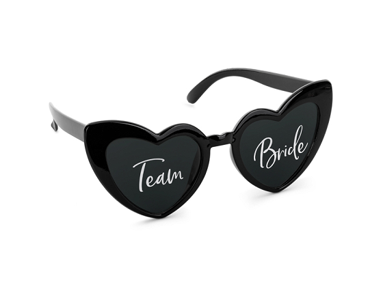 Okulary serduszka z napisem ''Team Bride'', czarny