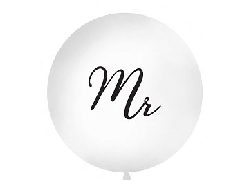 Ballon géant 1 m blanc imprimé Mr noir