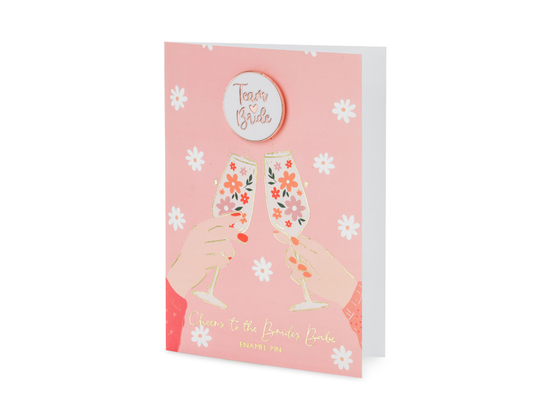 Grattiskort – enamel pin Bride Team – 10.5x15 cm