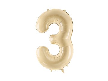 Foil Balloon Number ''3'', 72cm, beige