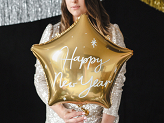 Folienballon Stern Happy New Year, 47x50 cm, gold