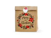 Geschenktüten Merry Little Christmas, Kraft, 25x11x27cm (1 VPE / 3 Stk.)