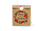 Geschenktüten Merry Little Christmas, Kraft, 25x11x27cm (1 VPE / 3 Stk.)