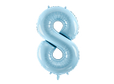 Foil Balloon Number ''8'', 86cm, light blue