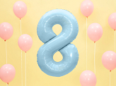 Foil Balloon Number ''8'', 86cm, light blue