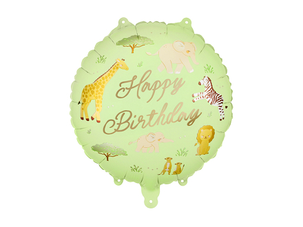 Balon foliowy pastylka ''Happy Birthday'' Safari, 35x35 cm,...