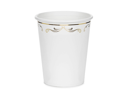 Paper Cups with Ornament, White, 220 ml