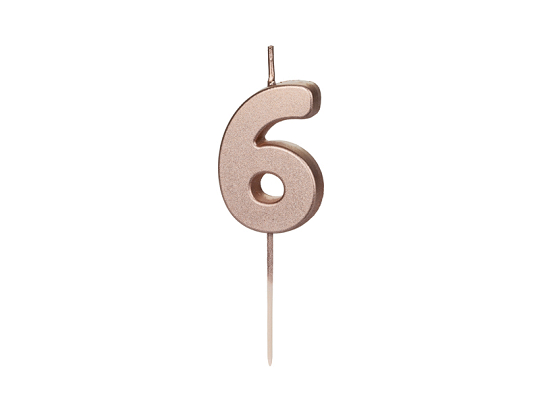 Birthday Candle Number 6, rose gold, 4.5cm