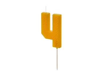 Bougie d'anniversaire Chiffre 4, 6 cm, jaune