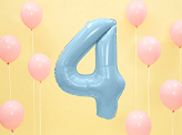 Ballon Mylar Chiffre ''4'', 86cm, bleu clair