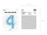 Folienballon Ziffer ''4'', 86cm, hellblau