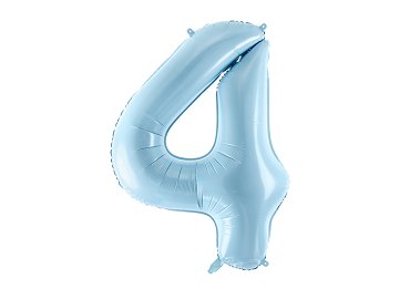 Foil Balloon Number ''4'', 86cm, light blue