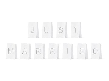 Lanterns, candles bags - Just Married, 11.5x19x7cm (1 pkt / 11 pc.)