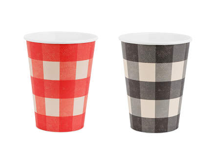 Checkered paper cups, mix, 400 ml