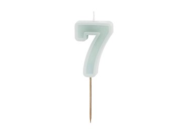 Birthday candle Number 7, light mint, 6 cm