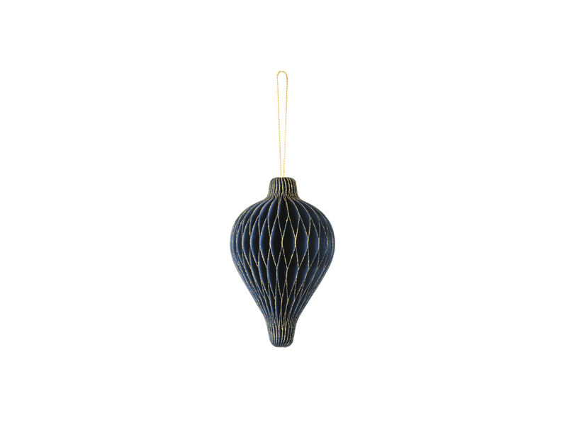 Julornament – Droppe – marinblå – 12 cm