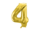 Ballon Mylar Chiffre ''4'', 72cm, doré clair