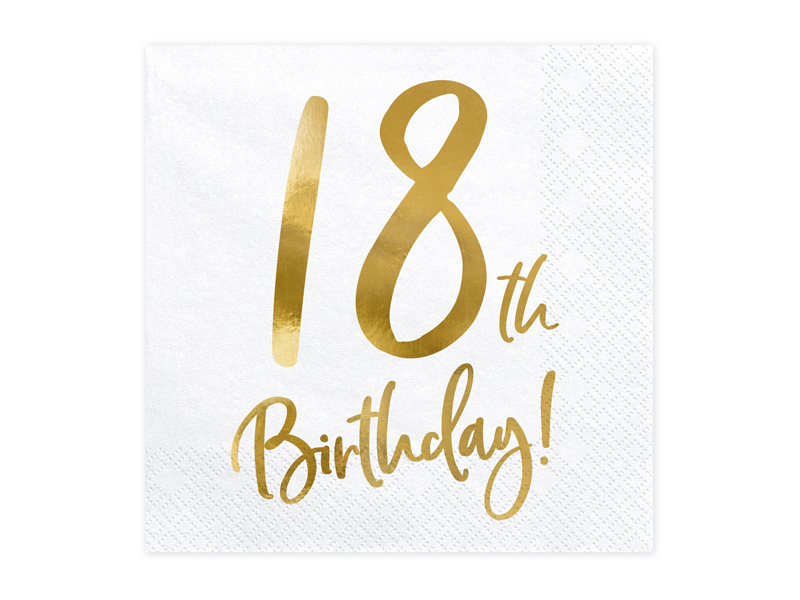 Servetter – 18-årsdag – vit – 20-pack
