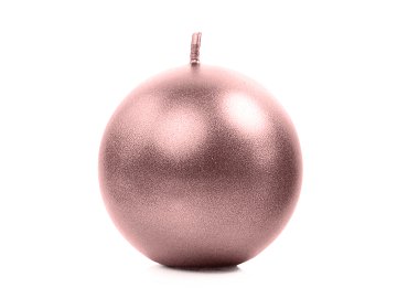 Candle Sphere, metallic, rose gold, 8cm (1 pkt / 6 pc.)