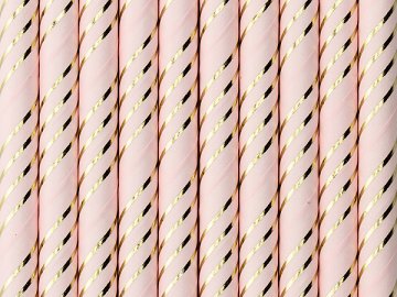 Paper straws, light pink, 19.5cm (1 pkt / 10 pc.)