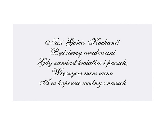 Wkładki do zaproszeń ślubnych, biały (1 op. / 25 szt.)