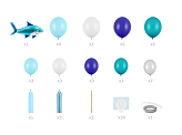 Guirlande de ballons - Requin, bleu, 150x95cm