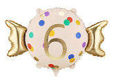 Ballon aluminium Bonbon ''6'', 61x37 cm, assortiment
