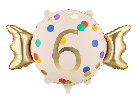 Ballon aluminium Bonbon ''6'', 61x37 cm, assortiment