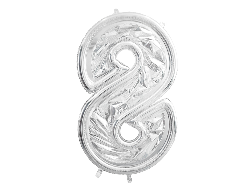 Sifferballong – Ramballong – siffra 8 – silver – 126 cm