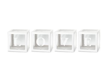 Boîtes à ballons LOVE, 30 x 30 cm, blanc (1 pqt. / 4 pc.)