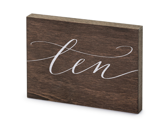 Wooden table number, ''Ten'', 2x18x12.5 cm