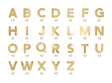 Alphabet stickers, 4 cm, gold (1 pkt / 6 pc.)