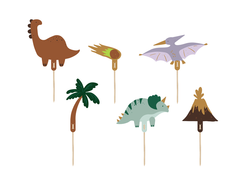 Tårttoppers – Dinosaurier – mix – 12 cm – 6-pack