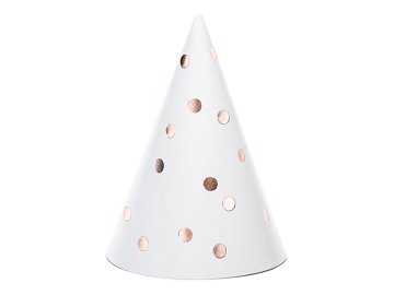 Party hats Dots, white, 16cm (1 pkt / 6 pc.)