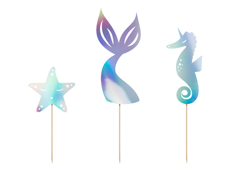 Tårttoppers – Sjöjungfru – iriserande – 24.5 cm – 3-pack