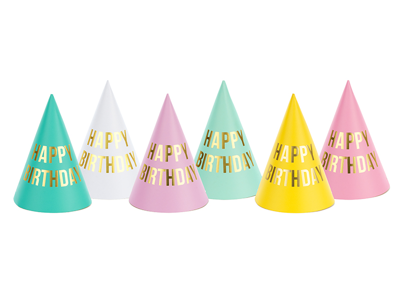 Pappershatt – Happy Birthday – mix – 16 cm – 6-pack