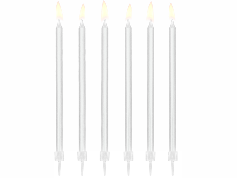 Plain birthday candles, white, 14cm (1 pkt / 12 pc.) shop