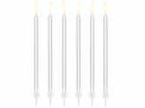 Plain birthday candles, white, 14cm (1 pkt / 12 pc.)
