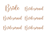 Glasaufkleber für ''Bride & Bridesmaid'', roségold (1 VPE / 6 Stk.)