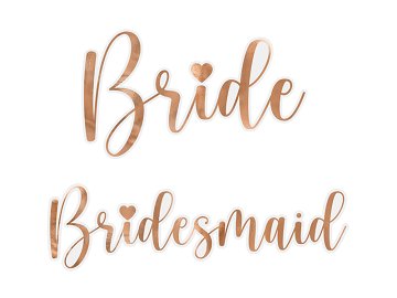 Autocollants ''Bride & Bridesmaid'', or rose (1 pqt. / 6 pc.)